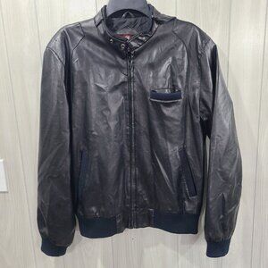 Vintage Classic Directions Faux Leather Bomber Jacket Black Size M Made In Korea